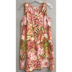 J.Jill Love Linen Sleeveless Shift Dress Floral Print Linen Women’s Small Petite
